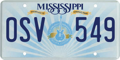 MS license plate OSV549
