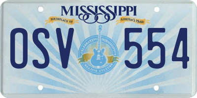 MS license plate OSV554