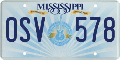 MS license plate OSV578