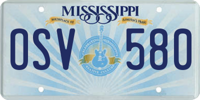 MS license plate OSV580