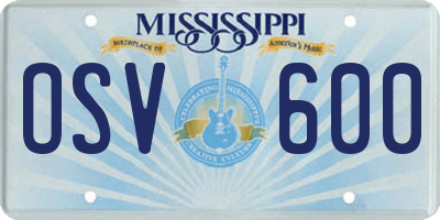 MS license plate OSV600