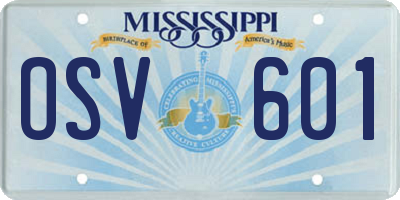 MS license plate OSV601