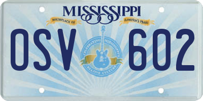 MS license plate OSV602