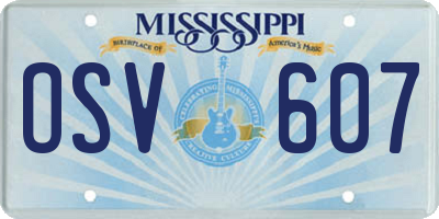 MS license plate OSV607
