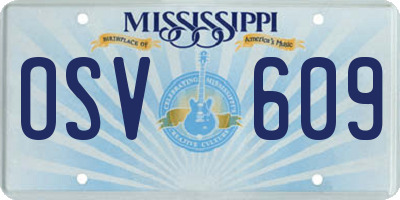 MS license plate OSV609