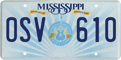 MS license plate OSV610
