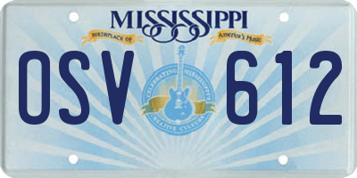 MS license plate OSV612