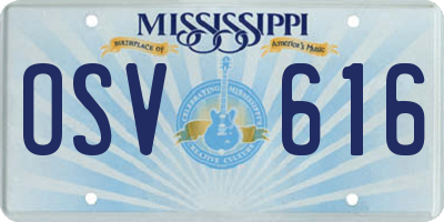MS license plate OSV616