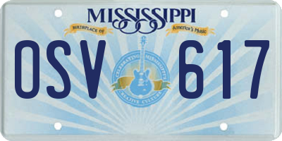 MS license plate OSV617