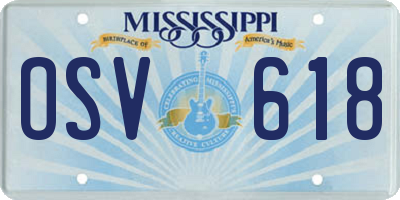 MS license plate OSV618