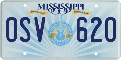 MS license plate OSV620