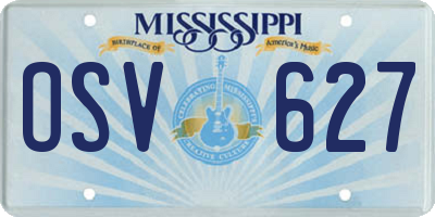 MS license plate OSV627