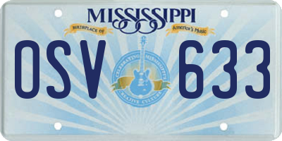 MS license plate OSV633