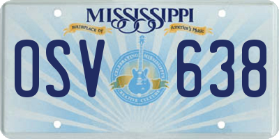 MS license plate OSV638