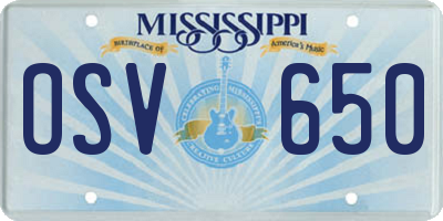 MS license plate OSV650