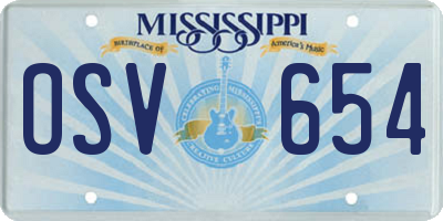 MS license plate OSV654