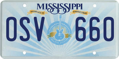 MS license plate OSV660