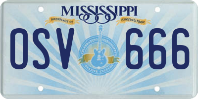 MS license plate OSV666
