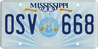 MS license plate OSV668