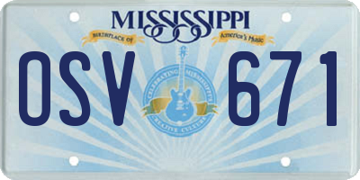 MS license plate OSV671