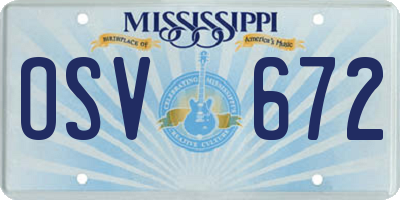 MS license plate OSV672