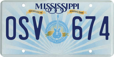 MS license plate OSV674