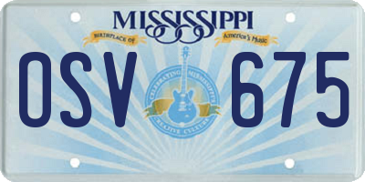 MS license plate OSV675