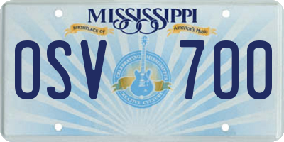 MS license plate OSV700