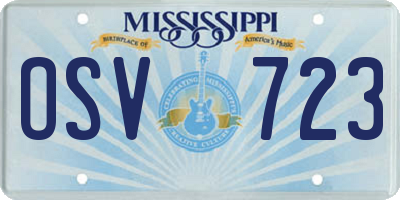 MS license plate OSV723