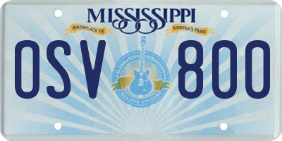 MS license plate OSV800