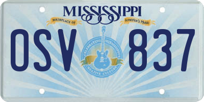 MS license plate OSV837
