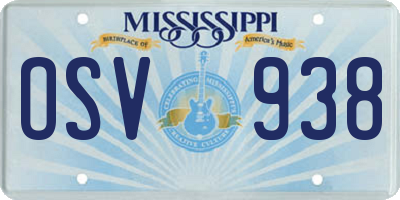 MS license plate OSV938