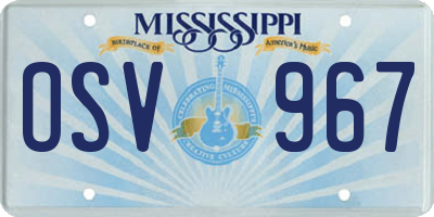 MS license plate OSV967