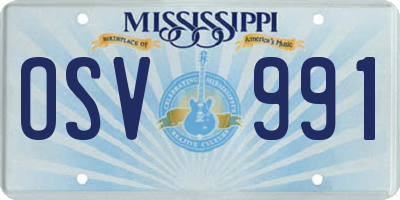 MS license plate OSV991