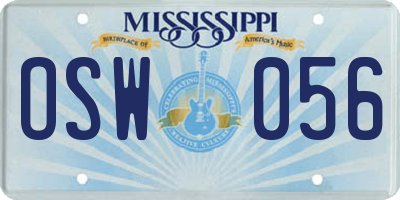 MS license plate OSW056