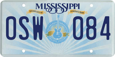 MS license plate OSW084