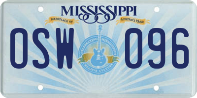 MS license plate OSW096