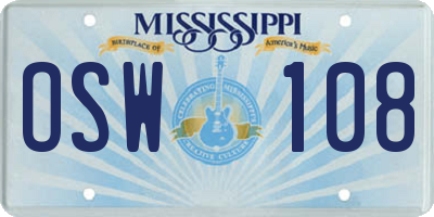 MS license plate OSW108