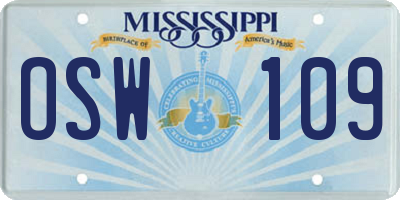 MS license plate OSW109