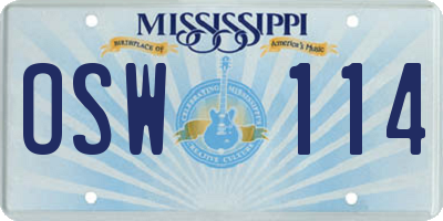 MS license plate OSW114