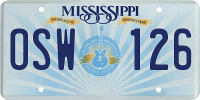 MS license plate OSW126