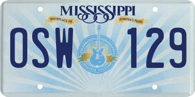 MS license plate OSW129