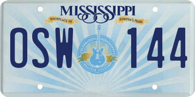 MS license plate OSW144