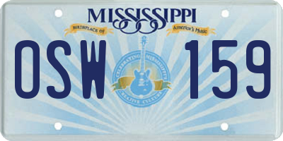MS license plate OSW159