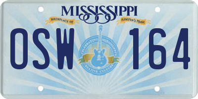 MS license plate OSW164