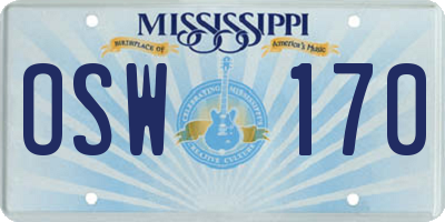 MS license plate OSW170