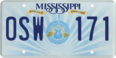 MS license plate OSW171
