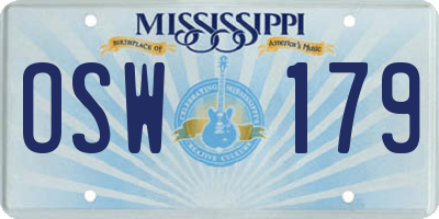 MS license plate OSW179
