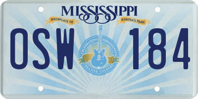 MS license plate OSW184