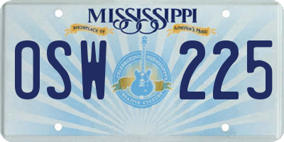 MS license plate OSW225